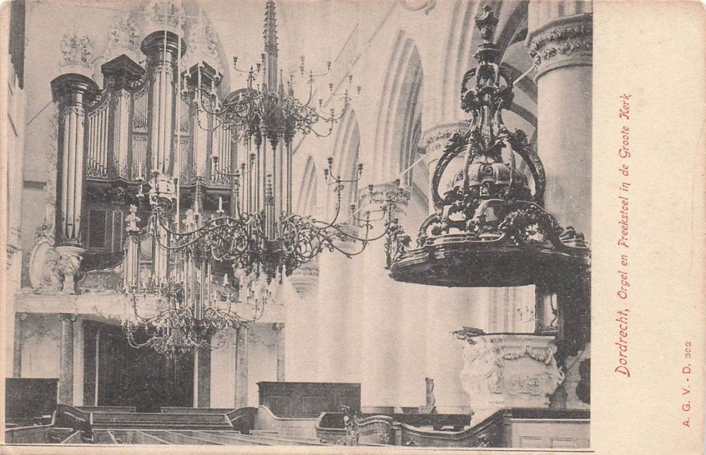 702-244-035 Dordrecht Orgel En Preekstoel In De Groote Kerk, Verzamelen, Ansichtkaarten | Nederland, Zuid-Holland, Voor 1920, Verzenden