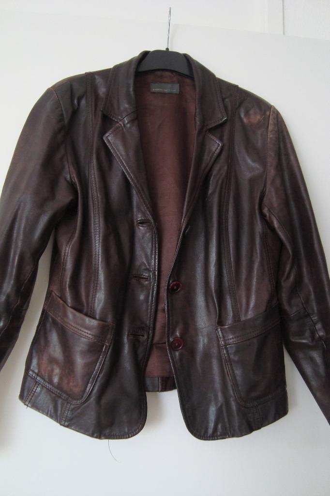 Leren jasje 38 zie foto's, Kleding | Dames, Jasjes, Kostuums en Pakken, Maat 38/40 (M), Bruin, Ophalen of Verzenden, Jasje