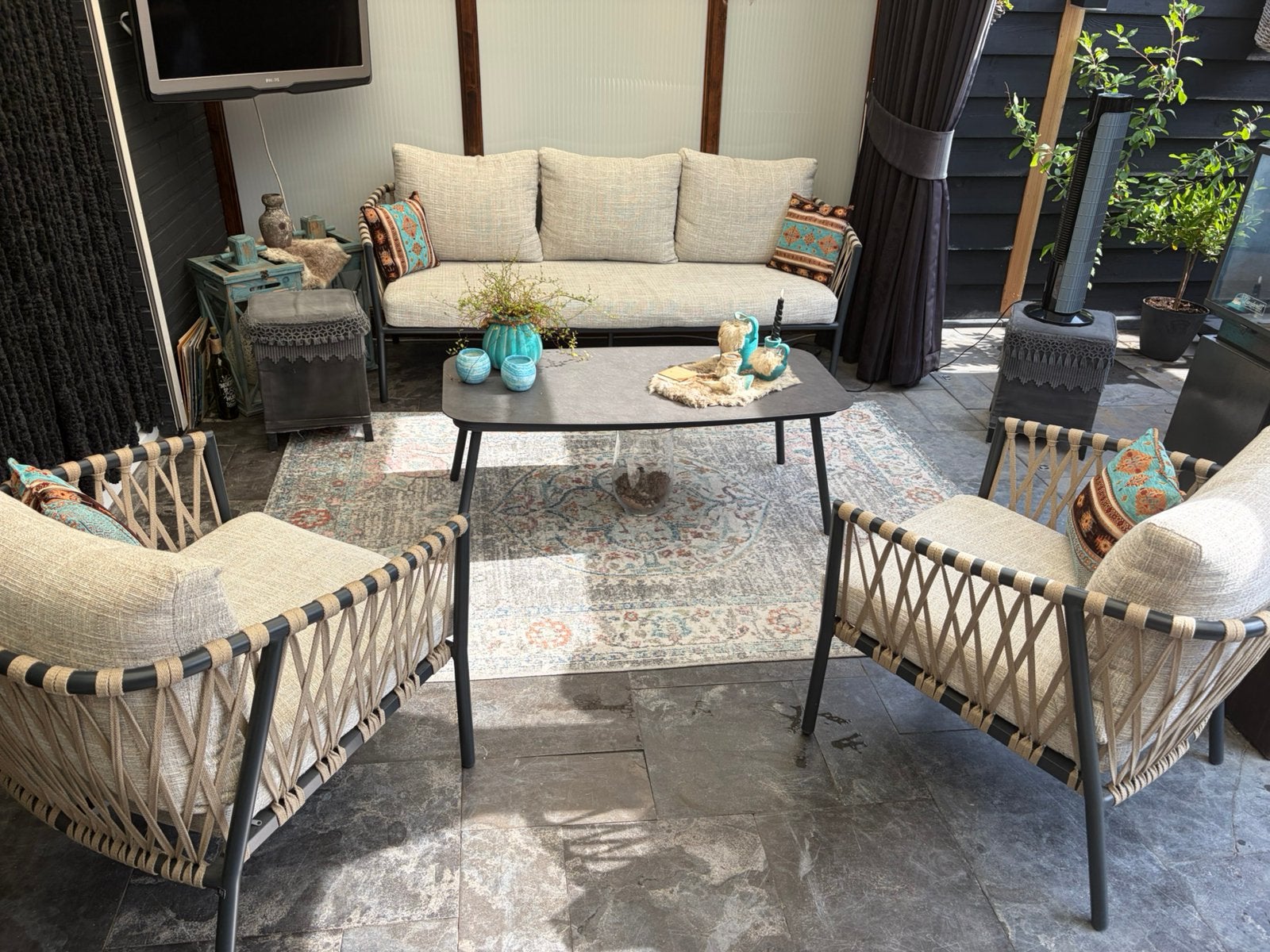 Loungeset  ibiza style, Ophalen, Zo goed als nieuw, Wicker