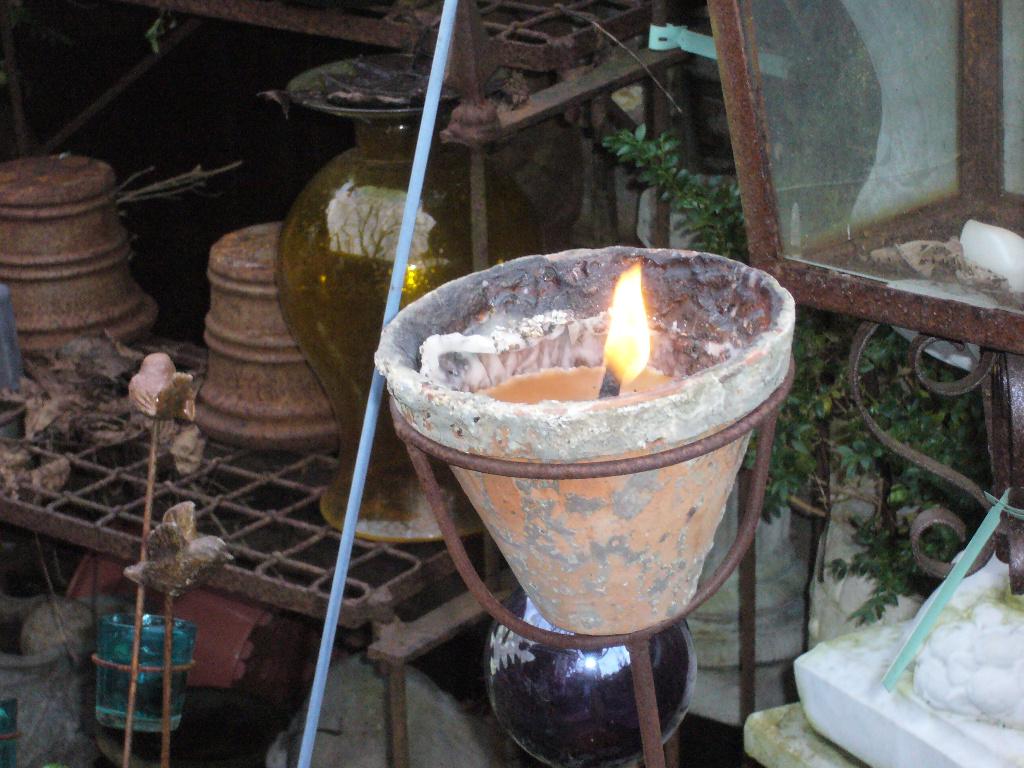 Terracotta bloempot harspot m/z  kaarsen/vullingen, Ophalen, Gebruikt, Rond, Tuin