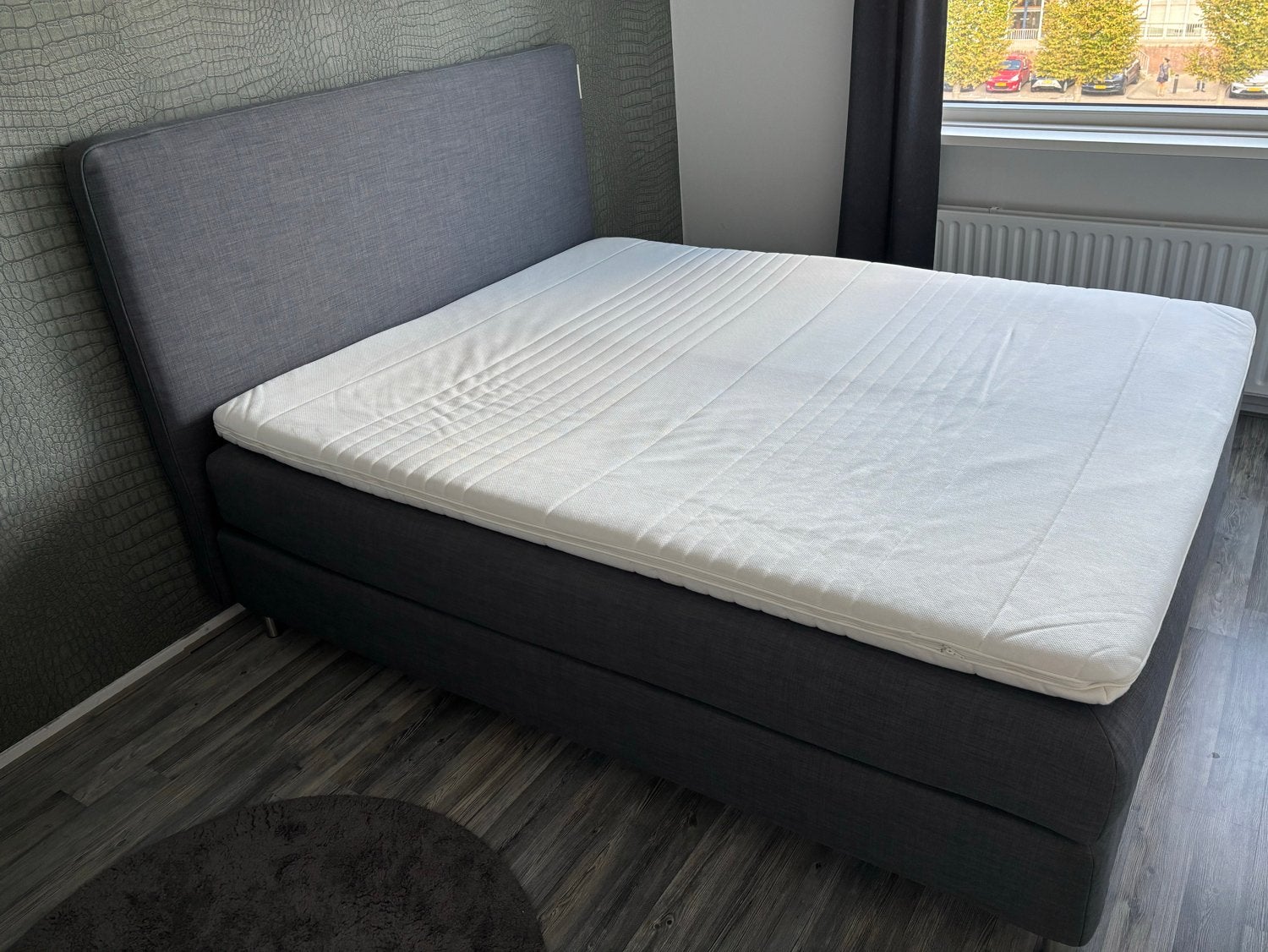IKEA DUNVIK tweepersoonsbed met matras en topper IKEA TUSSOY, Huis en Inrichting, Ophalen, Tweepersoons, Zo goed als nieuw, 200 cm