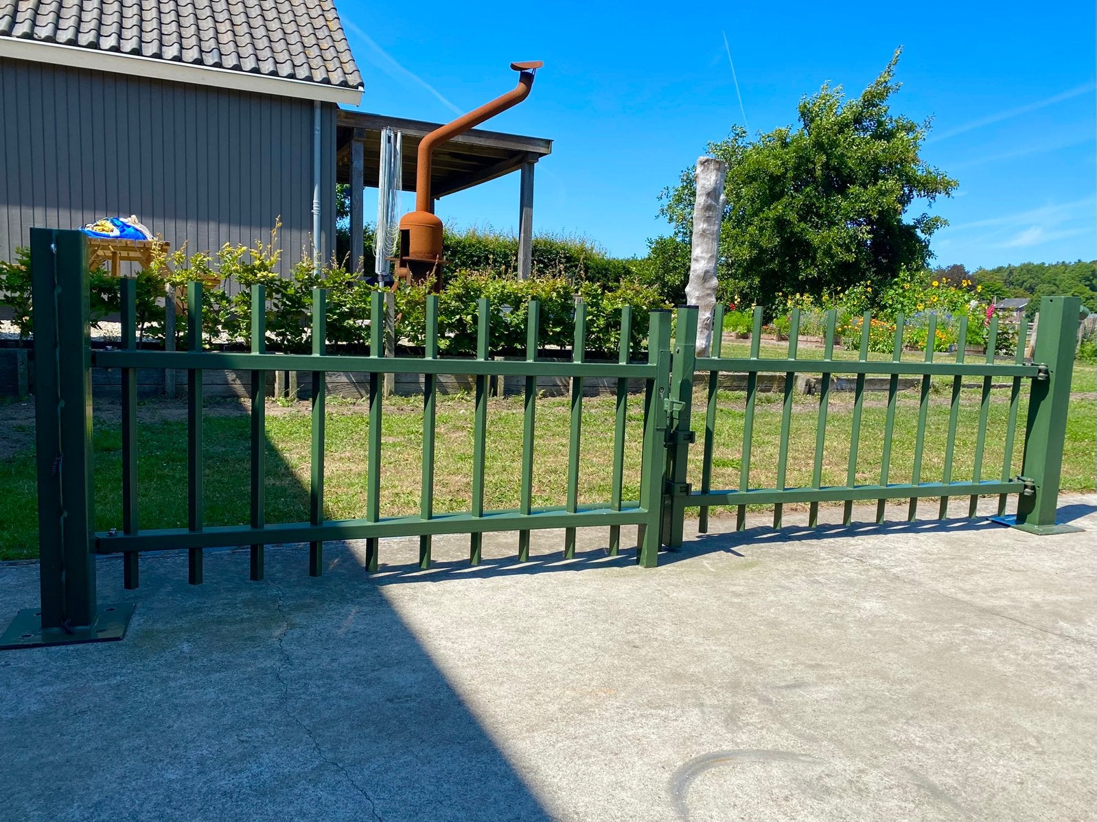 Poort B&K 350cm mosgroen, Tuin en Terras, Ophalen, Staal, Zo goed als nieuw, Minder dan 100 cm