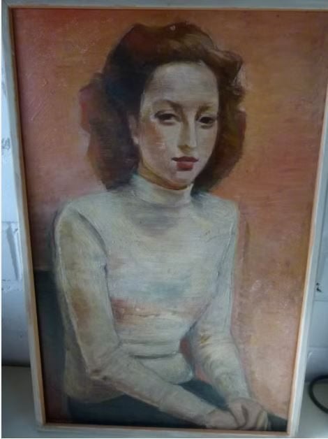 vintage portret schilderij ´´jonge dame`` 60er Fr. Niesen, Ophalen, Huis en Inrichting