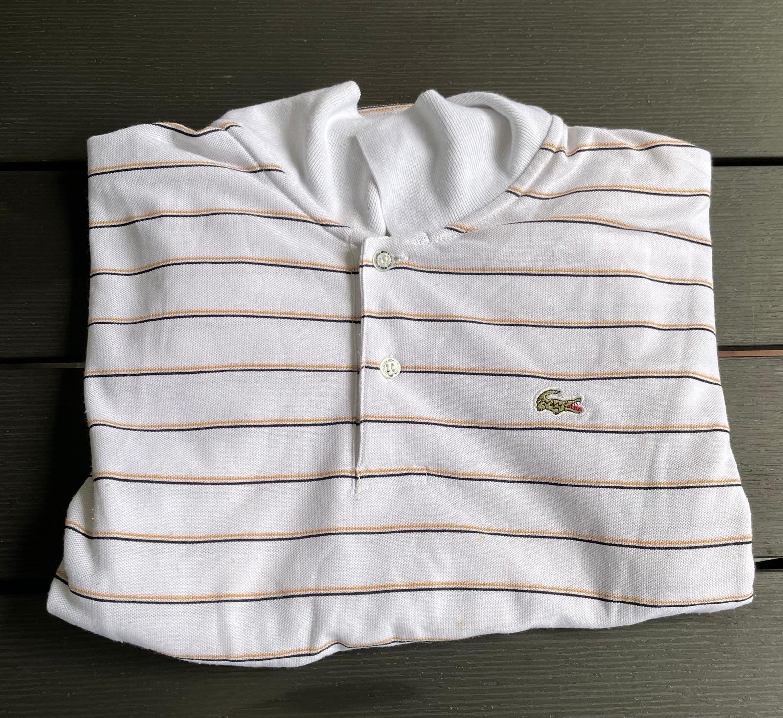 Lacoste Polo Shirt - Wit met strepen - Maat S, Kleding | Heren, Ophalen of Verzenden, Gedragen, Maat 46 (S) of kleiner, Wit