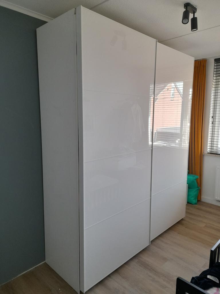 Witte PAX kledingkast met schuifdeuren (236x200x60cm), Huis en Inrichting, Kasten | Kledingkasten, Ophalen, Gebruikt, 150 tot 200 cm