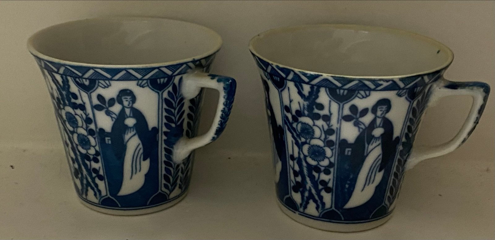 Set van 2 antieke Chinese blauw-witte porseleinen kopjes, Ophalen of Verzenden