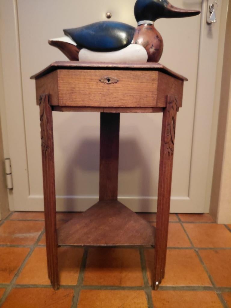 6-hoekige houten bijzettafel uit de Art Deco periode, Ophalen