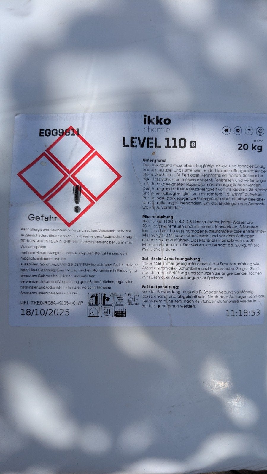 Ikko Level 110 Egalisatiemortel 20kg (1 zak), Ophalen, Nieuw