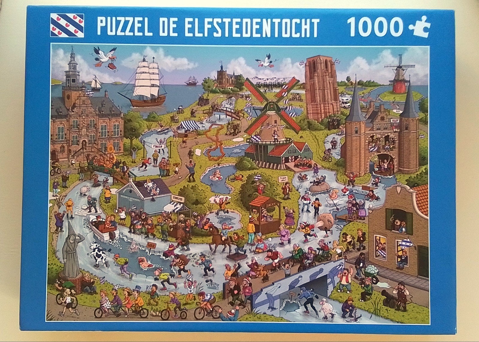 puzzel De elfstedentocht  1000 stukjes, Ophalen of Verzenden, 500 t/m 1500 stukjes, Zo goed als nieuw