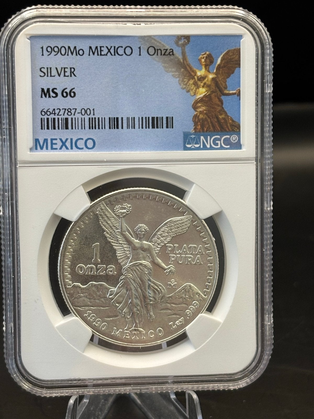 1990 Mexico 1 Oz Zilveren Libertad MS66 PCGS Gecertificeerd, Ophalen of Verzenden, Midden-Amerika, Losse munt, Zilver