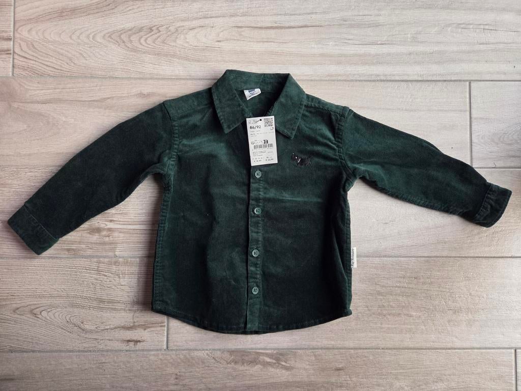 Nieuw donkergroen corduroy overhemd Takkie maat 86/92, Kinderen en Baby's, Babykleding | Maat 86, Nieuw, Ophalen of Verzenden