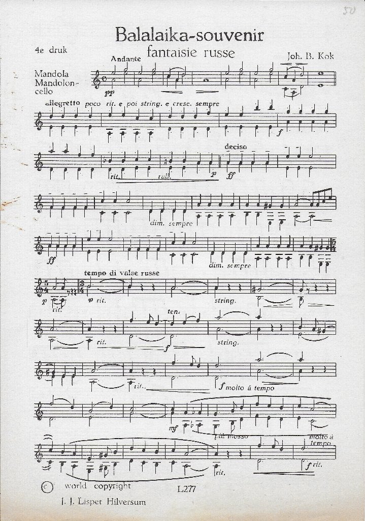 Mu234 bladmuziek balalaika - souvernir mandoline1 mandola, Gebruikt, Klassiek, Ophalen of Verzenden, Artiest of Componist