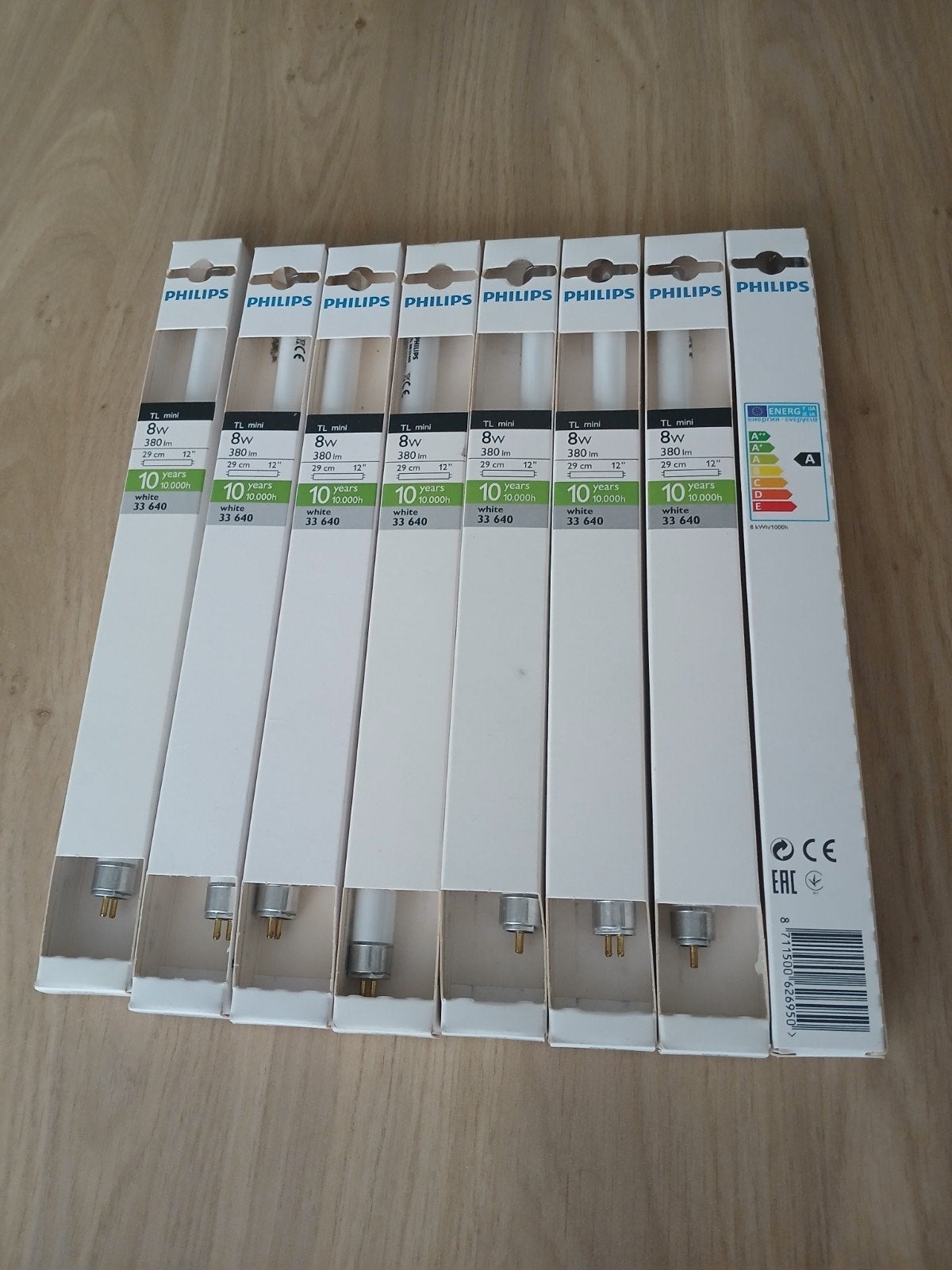 8x Philips TL mini 8W 33-640 fluorescentielampen, Ophalen, Wit, G13 (TL), Philips