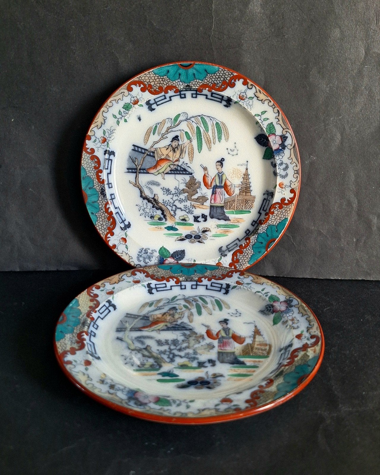 Villeroy & Boch Antieke Aardewerk Bordjes 1880. Model Timor., Ophalen of Verzenden