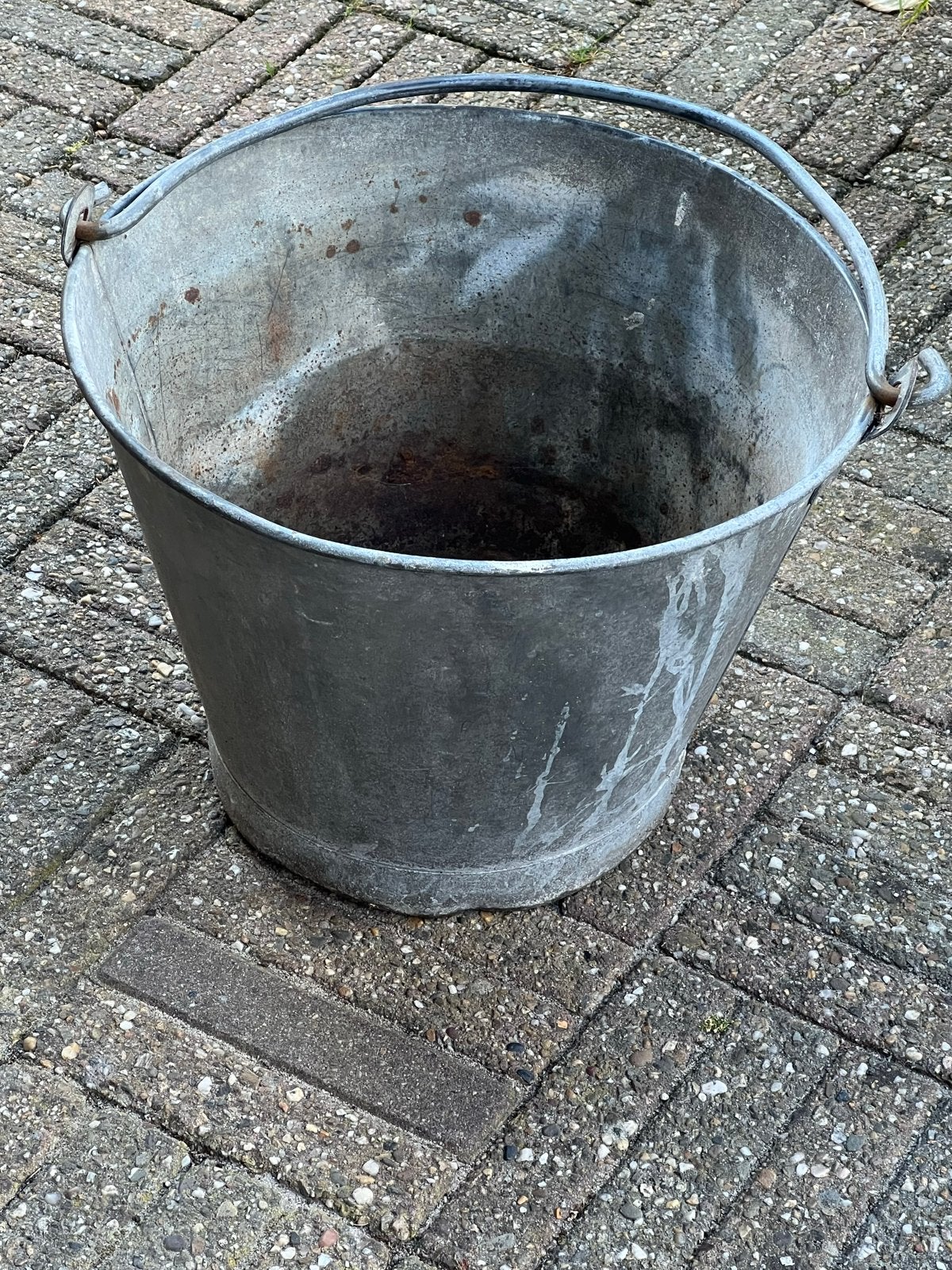 Oude Zinken Emmer - Vintage Decoratie, Ophalen, Gebruikt, Zink, Met handgreep