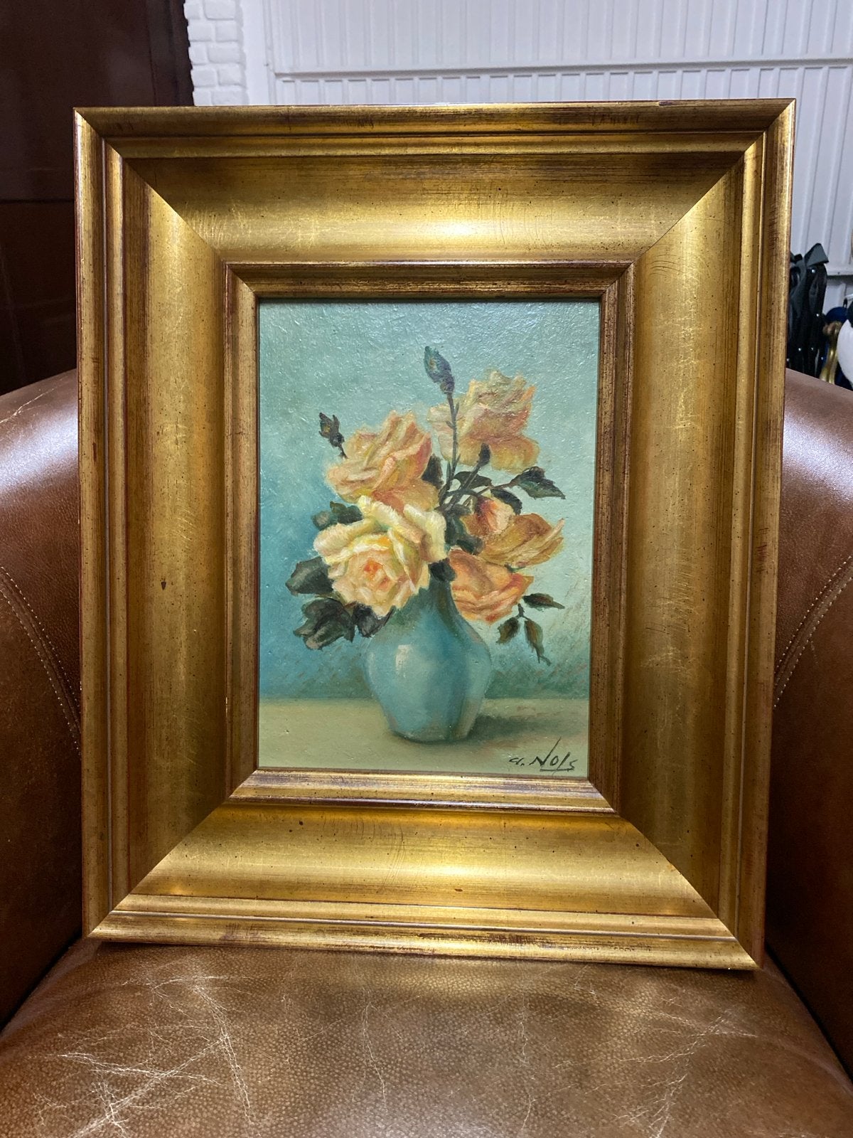 Schilderij A. Nols - Bloemenstilleven, Antiek en Kunst, Doek, Gesigneerd, Olieverf, Klassiek