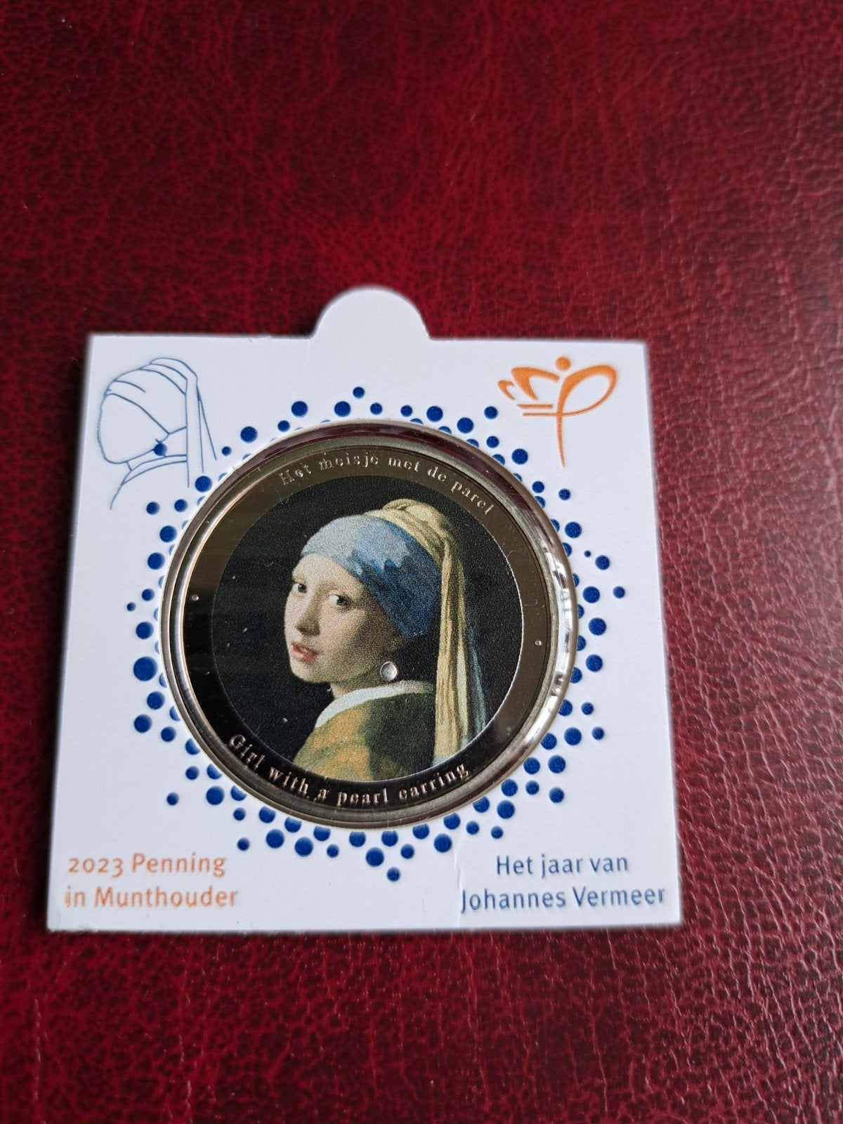Jaar van Johannes Vermeer Penning 2023 Bedrukte Munthouder, Postzegels en Munten, Ophalen of Verzenden, Overige materialen, Nederland