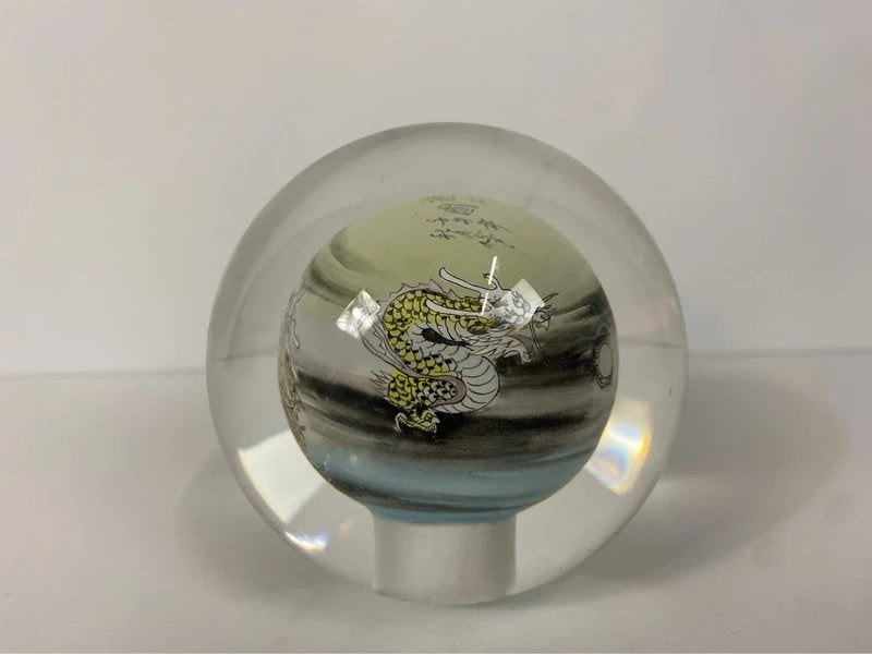 Vintage Glazen Paperweight met Draak, Gebruikt, Meerkleurig, Ophalen of Verzenden, Oosters