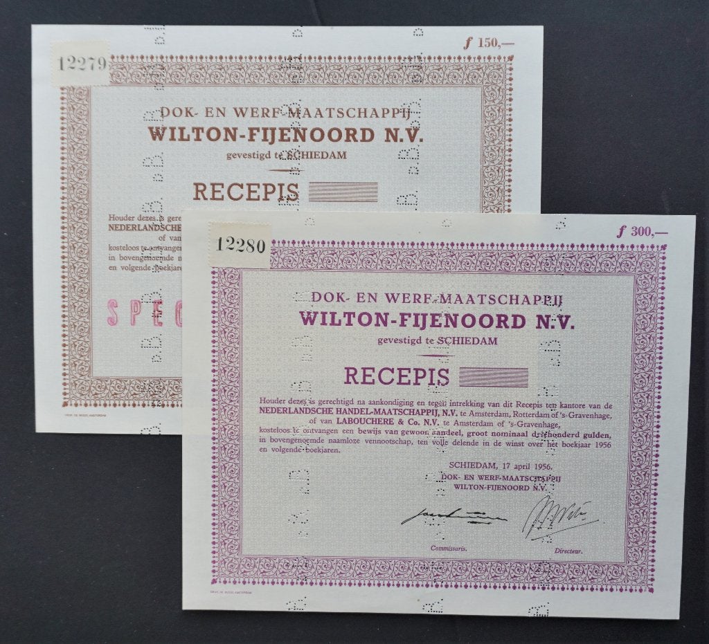 Dok- en Werf Maatschappij Wilton Fijenoord- Schiedam 1956 2x, Verzenden, 1950 tot 1970, Overige typen