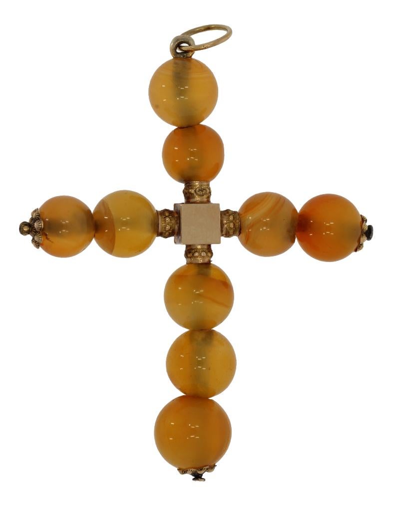 Agaat antiek kruis 14k gouden ketting hanger vintage groot