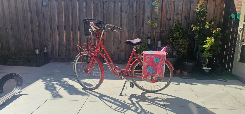Moeder opoe oma fiets transporter rood met roze accessoires, Fietsen en Brommers, Fietsen | Dames | Omafietsen, Ophalen of Verzenden