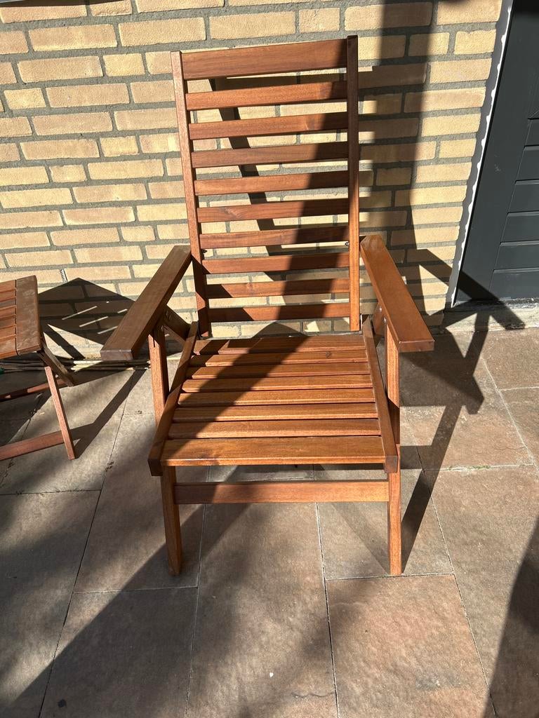 Verstelbare houten tuinstoel, Ophalen of Verzenden, Zo goed als nieuw, Hout, Verstelbaar