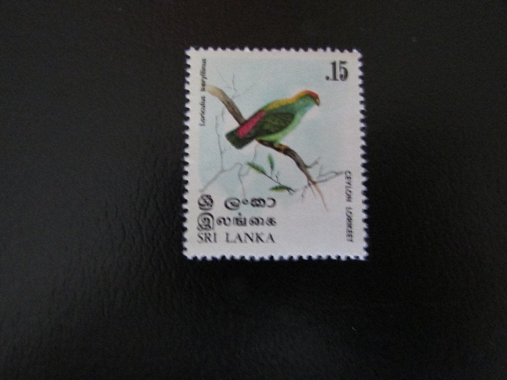 Postzegel Vogel: Ceylonese Vleermuis-Parkiet uit Sri-Lanka, Ophalen of Verzenden, Postfris, Dier of Natuur
