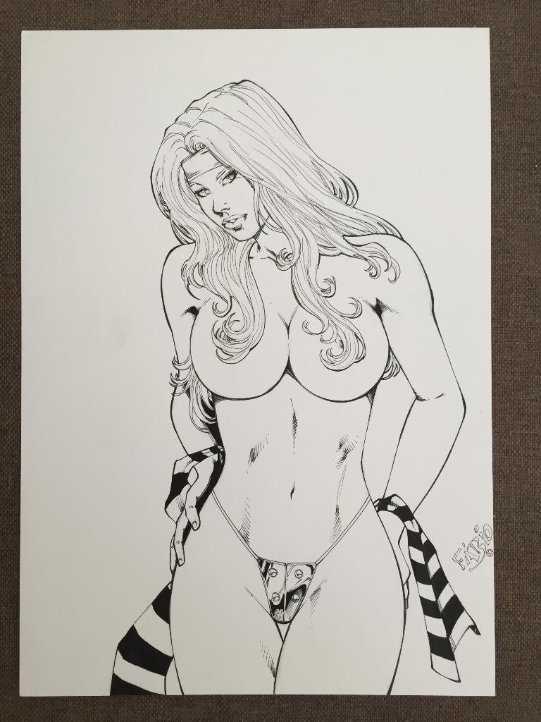 Fabio Oliveiro original pencil drawing Red Monika  tekening, Eén stripboek, Zo goed als nieuw, Verzenden, Fabio Oliveiro