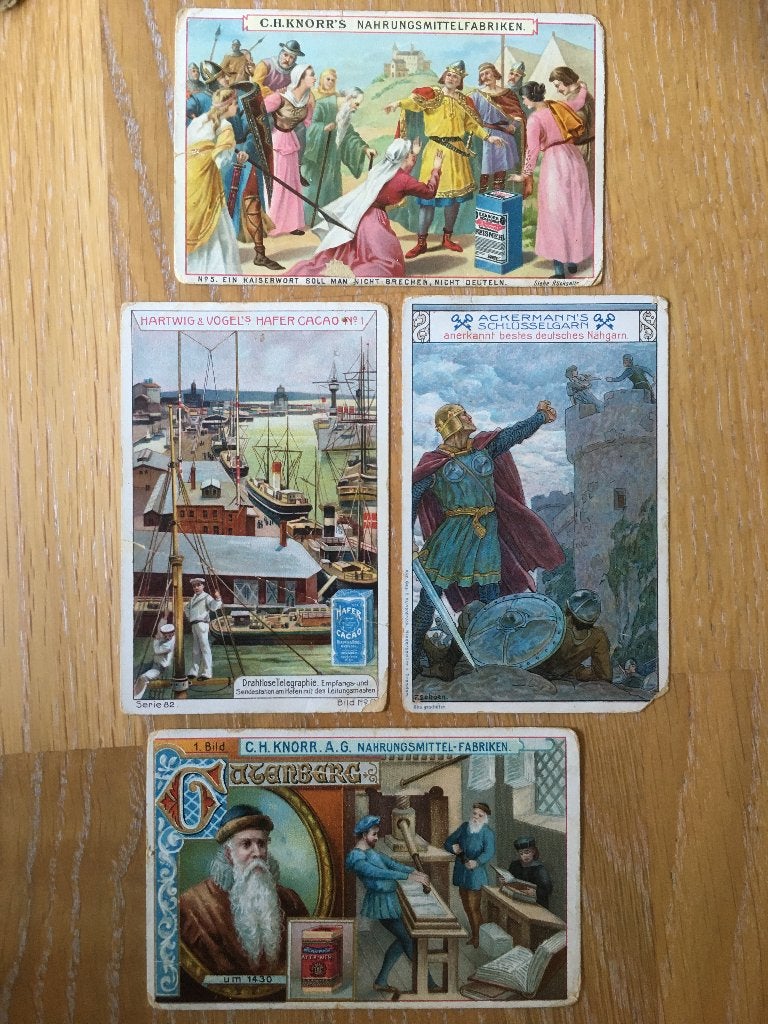 2x Knorr + 2 andere reclame plaatjes ca 1900, Verzamelen, Gebruikt, Verzenden, Voor 1940, Prent