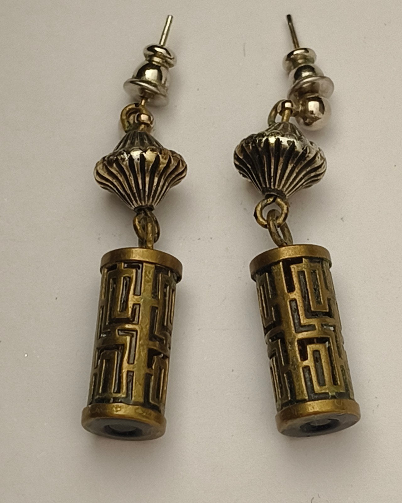 Vintage Oorbellen met Uniek Patroon, Ophalen of Verzenden, Zo goed als nieuw, Hangers