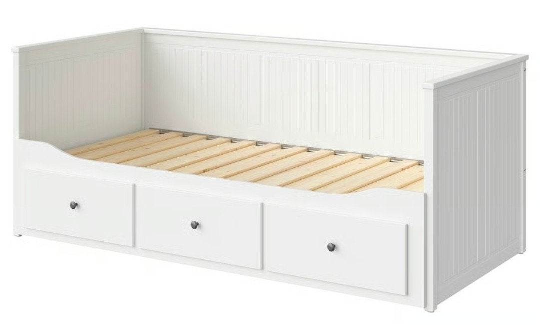 ikea hemnes wit uitschuifbaar na 2 persoonsbed 3 lades, Ophalen, Eenpersoons, Wit, 80 cm