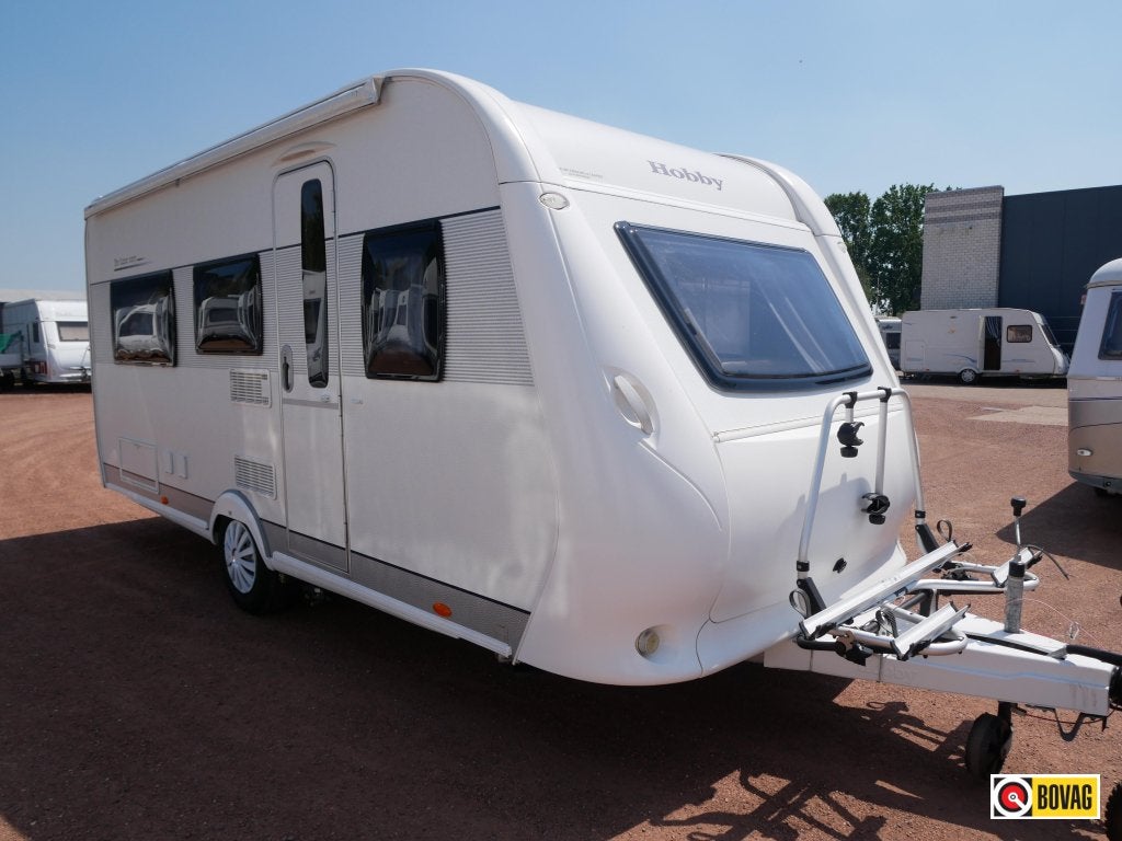 Hobby De luxe Easy 460 LU Mover, luifel, fietsrek, Caravans en Kamperen, Niet ingevuld, Hobby, Schokbreker, Bedrijf