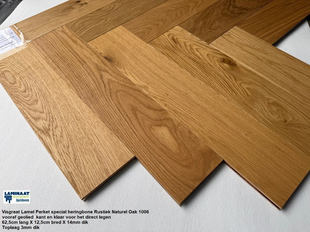 Visgraat Lamel Parket Naturel geolied Heringbone 14mm dik, Huis en Inrichting, Parket, Visgraat Lamel parket natuur eiken kleur