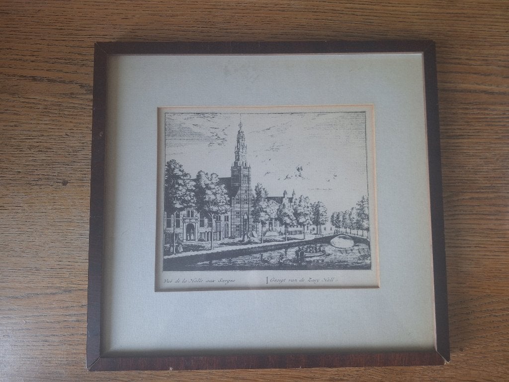 Antieke Prent Leiden Lodewijkskerk / Zaaihal, Abr. Rademaker, Gebruikt, Ophalen of Verzenden, Voor 1940, Prent