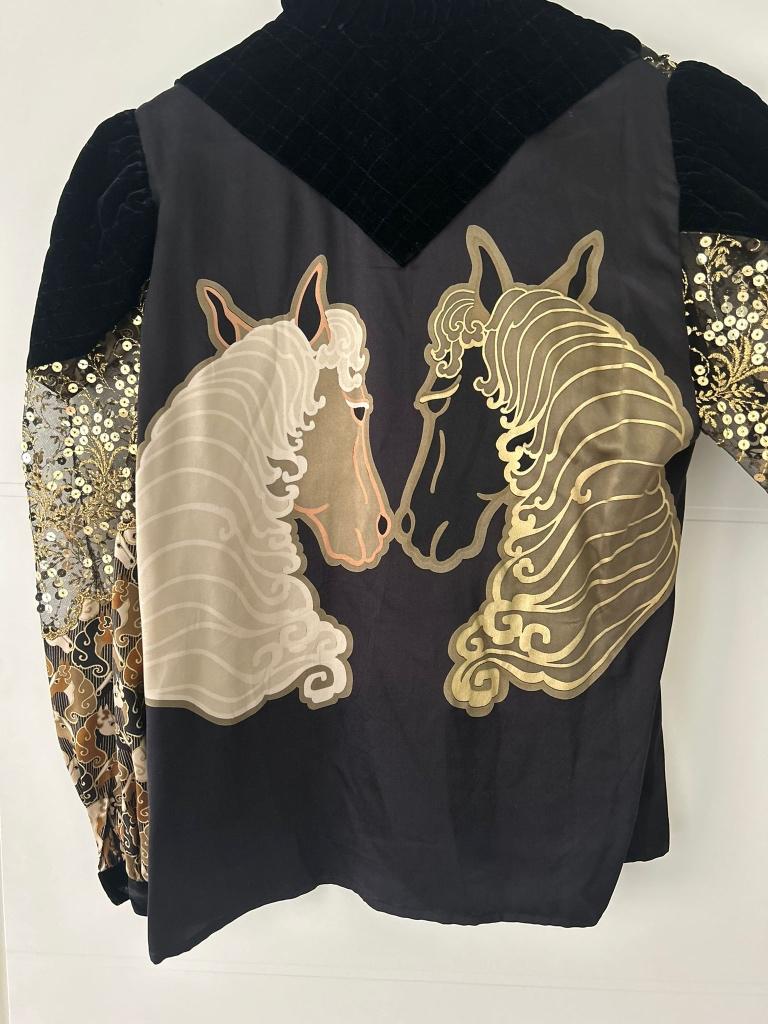 Vintage Leeser Werstern Blouse Zwart Paarden Opdruk M, Ophalen of Verzenden, Zo goed als nieuw, Maat 38/40 (M), Zwart