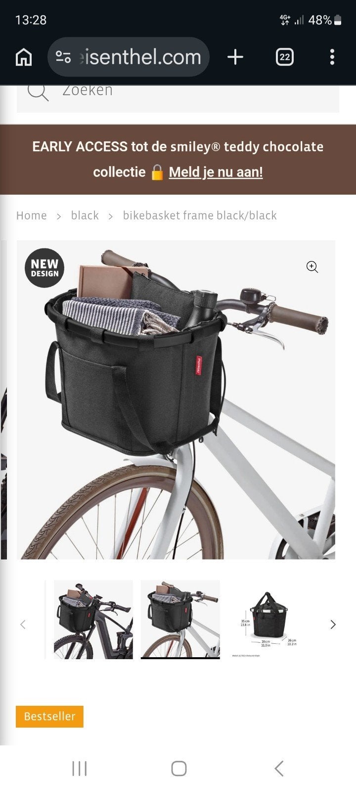 Splinternieuwe Reisenthel fietsmand ul+ Klickfix adapter, Minder dan 20 kg, Opvouwbaar, Overige typen, Ophalen of Verzenden
