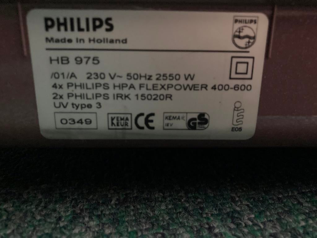 Philips HB 975, Witgoed en Apparatuur, Zonnebanken en Gezichtsbruiners, Ophalen, Zo goed als nieuw, Zonnebank enkelzijdig, Minder dan 10 lampen
