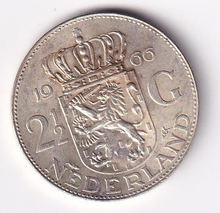 2 1/2 Gulden 1966 Zeer Fraai met Patina, Postzegels en Munten, Munten | Nederland, Koningin Juliana, Verzenden, Zilver, Losse munt