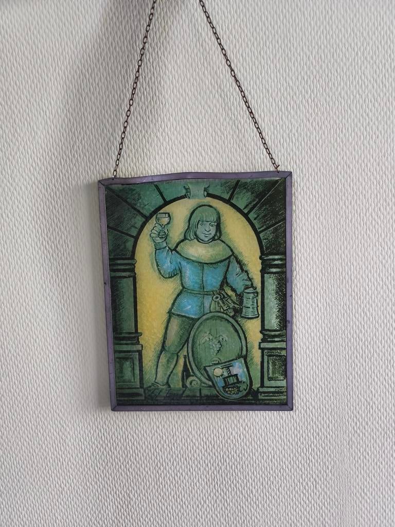 Vintage glas in lood hanger voor muur of raam., Ophalen, Zo goed als nieuw