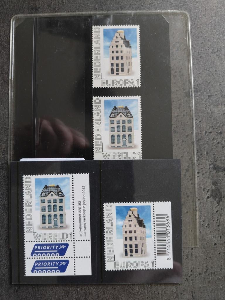 KLM Huisjes Postzegels 4x Postfris 2012, Postzegels en Munten, Postzegels | Nederland, Ophalen of Verzenden, Na 1940, Postfris
