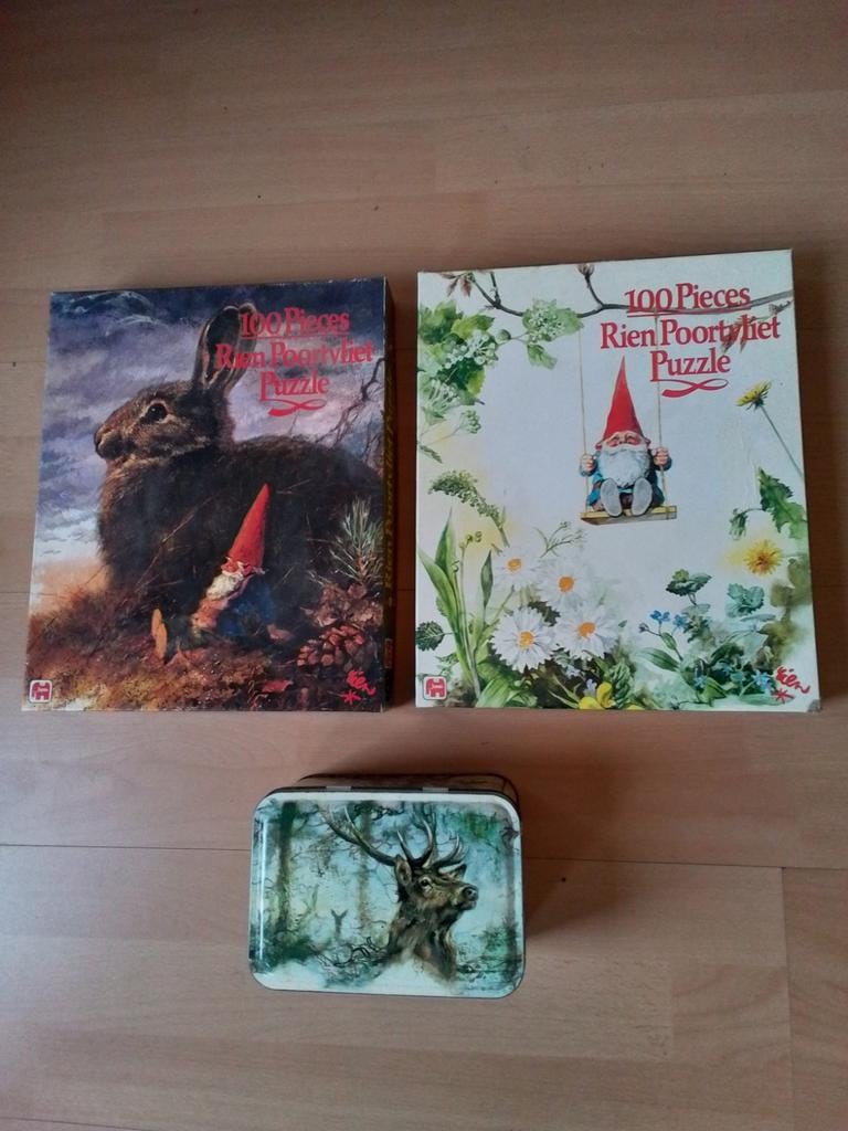 Twee Poortvliet puzzels,plus blik., Ophalen of Verzenden, 500 t/m 1500 stukjes, Rubik's of 3D-puzzel