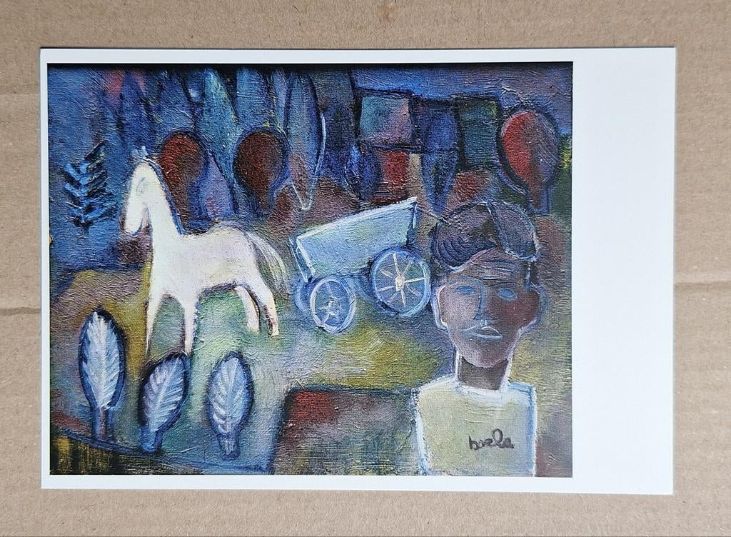 Boele Bregman - Zelfportret met paardje, 1959 - Belvédère, Verzamelen, Ophalen of Verzenden, 1980 tot heden, Ongelopen, Overige thema's