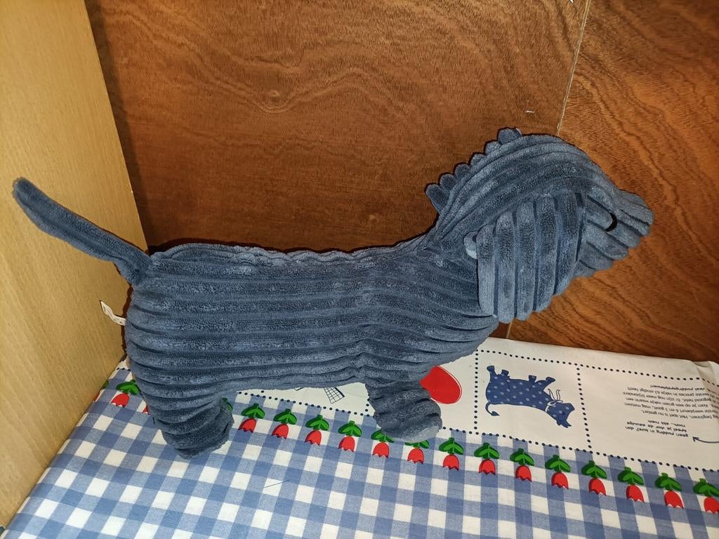 Blauwe teckel knuffel Tiger tekkel 35 cm groot, Ophalen of Verzenden, Zo goed als nieuw, Overige typen