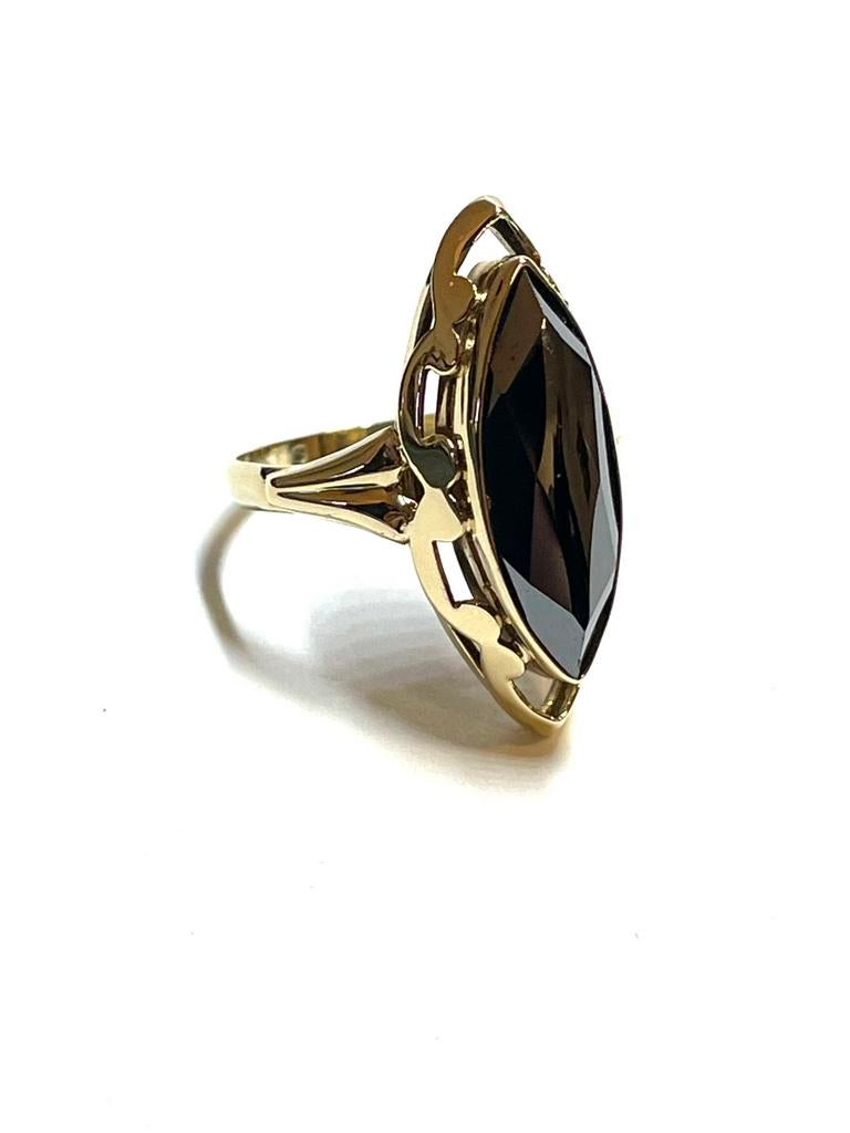 14k gouden ring met een hematiet, 18 tot 19, -, -, Ophalen of Verzenden