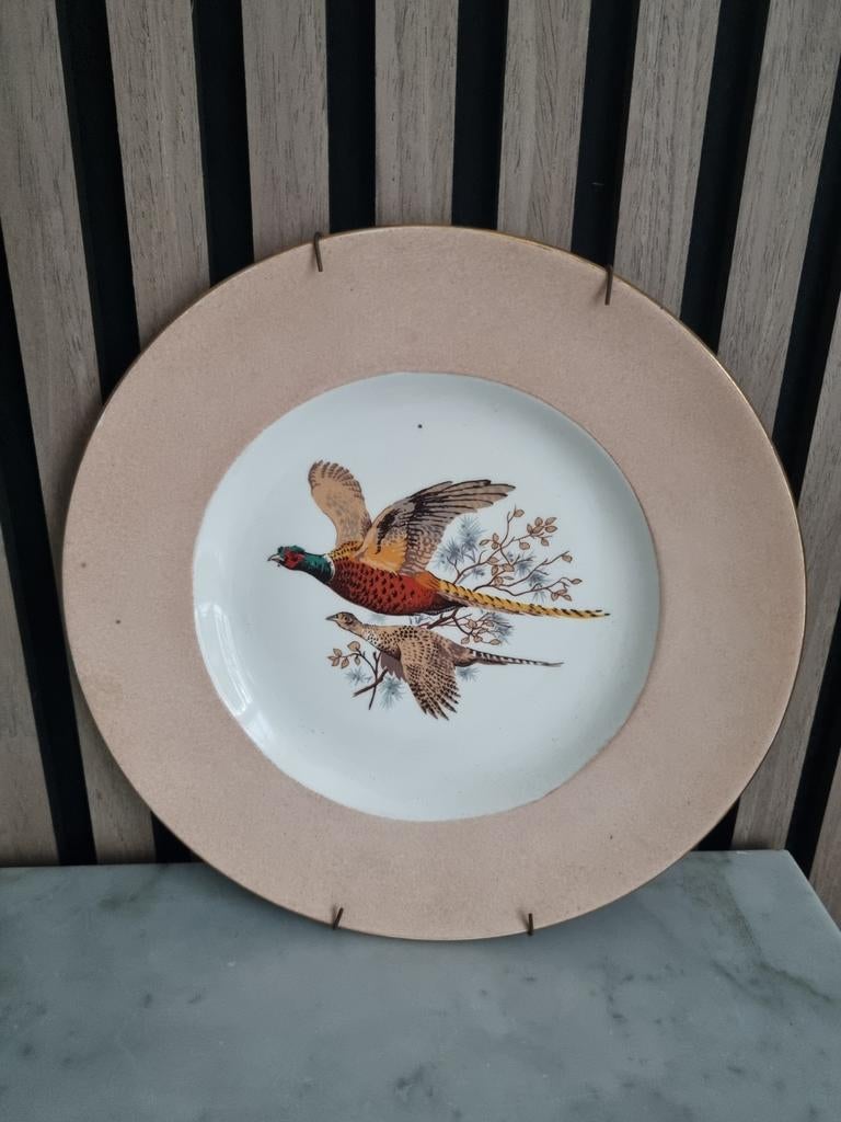 Heel oud decoratieve wandbord met fazanten, Ophalen of Verzenden