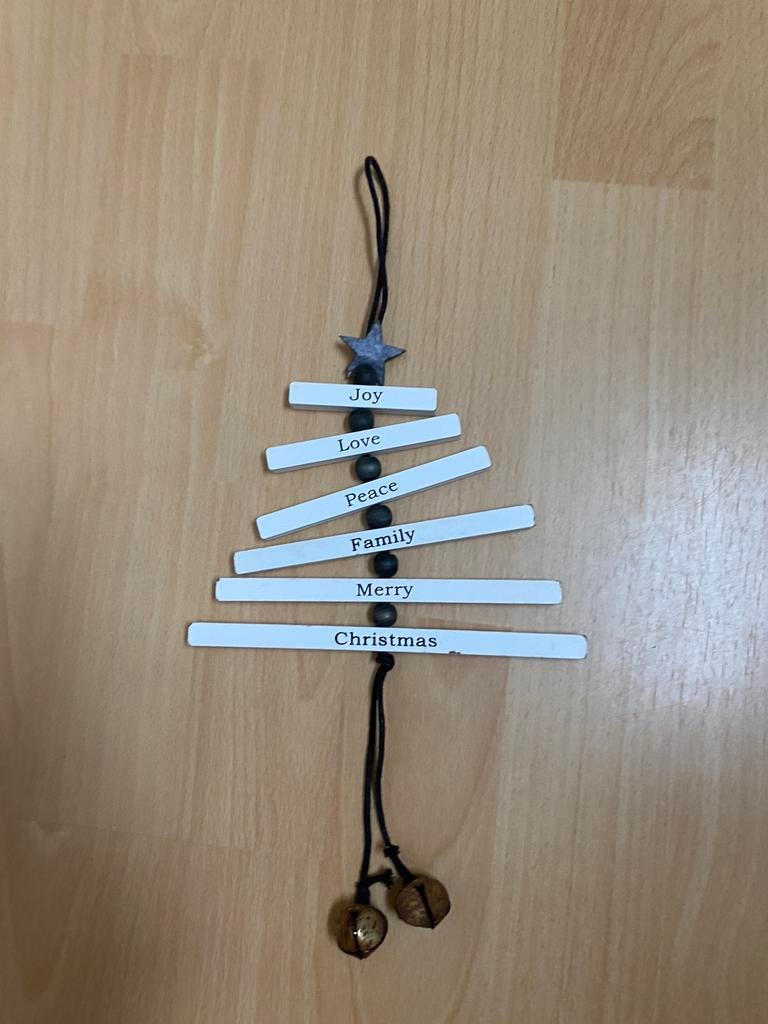 Houten Kerst hanger wit zwart, Diversen, Ophalen of Verzenden, Gebruikt