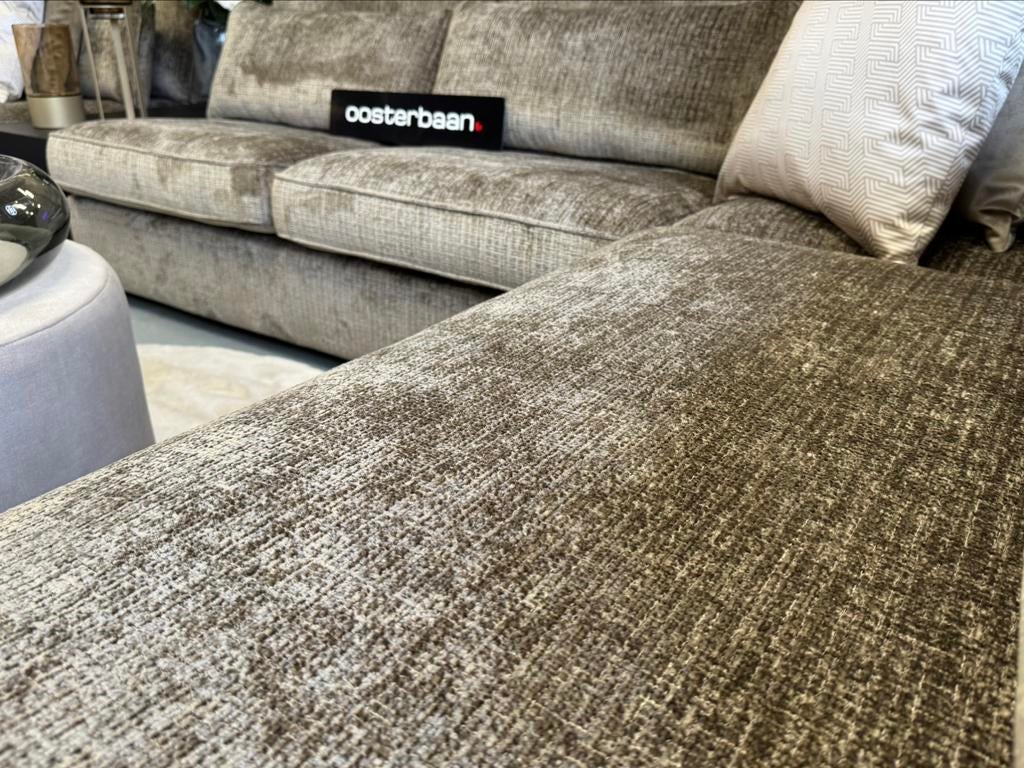 Luxe Velvet Teddy U-Bank Costa 195x370x250cm NIEUW Stone NEW, Huis en Inrichting, Banken | Bankstellen, Oosterbaan, Info@oosterbaanwonen.nl