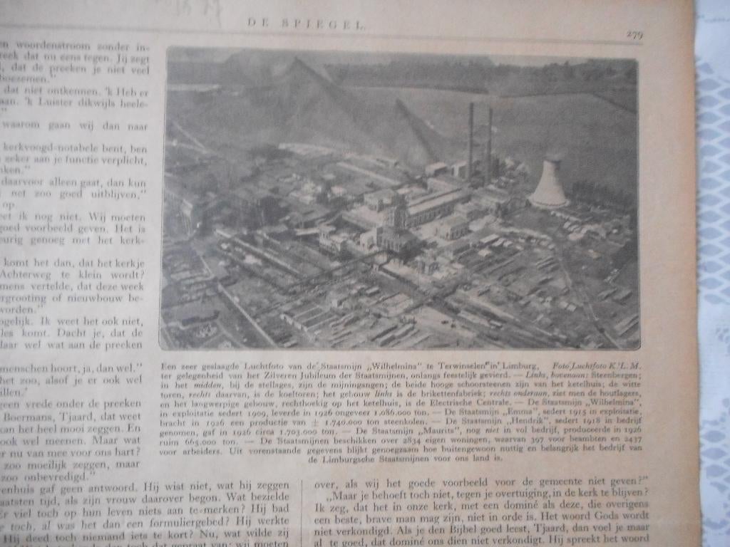 Staatsmijn Wilhelmina. Terwinselen. Kolenmijn, 1927., Verzamelen, Tijdschriften, Kranten en Knipsels, Ophalen of Verzenden, 1920 tot 1940