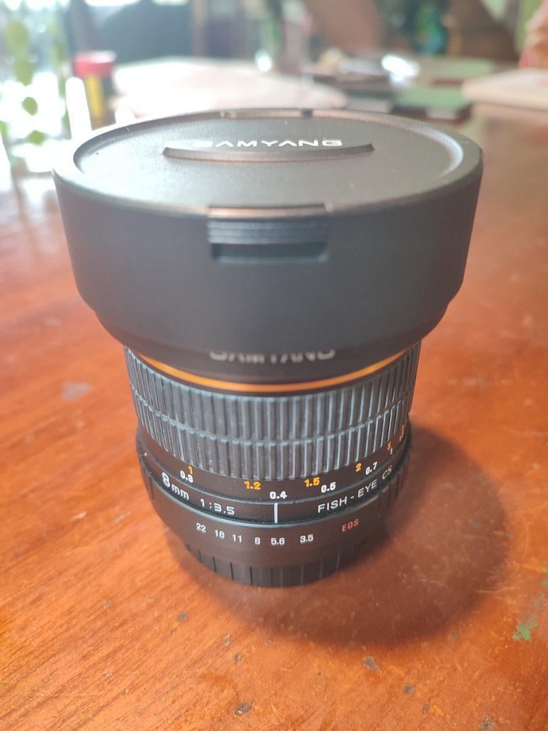 Samyang 8mm 3.5 Fisheye (Canon), Ophalen of Verzenden, Zo goed als nieuw, Groothoek Fisheye-lens