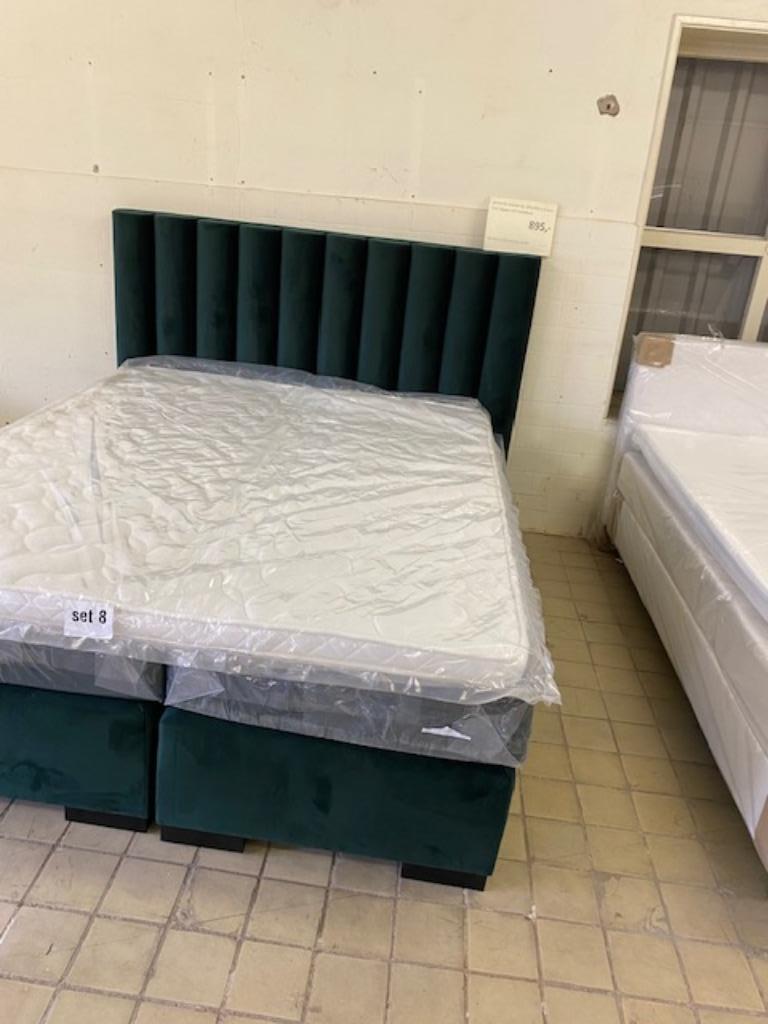 Boxspring Geveerd 180 x 200 Groen, Ophalen, 180 cm, 200 cm, Groen